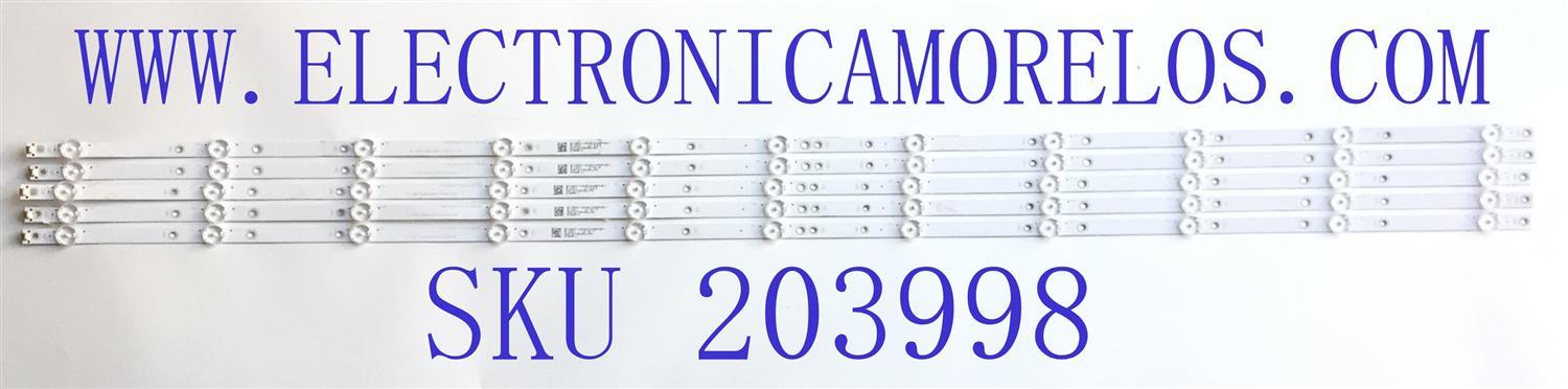 KIT DE LED'D PARA TV INSIGNIA (5 PIEZAS) / NUMERO DE PARTE LB-GM3030-GJBBY585X11BB11-S / 210BZ11D0B334BR02X / 58BB11 / LE479275 / 44T4T36GELAN / PANEL TPT580WR-U2T01D REV:S01B / DISPLAY CV580U2-T01 REV:02 / MODELO NS-58F301NA22
